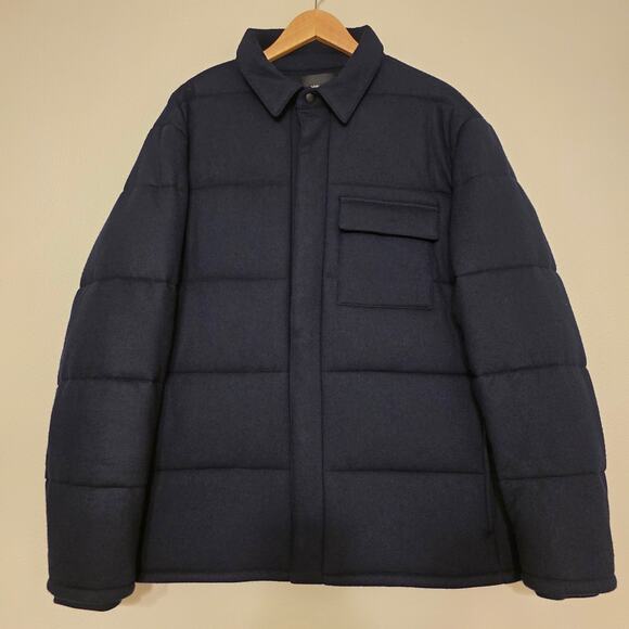 Vince Cozy Wool Quilted Puffer Jacket Navy XL Heavyweight Luxury - Picture 3 of 15